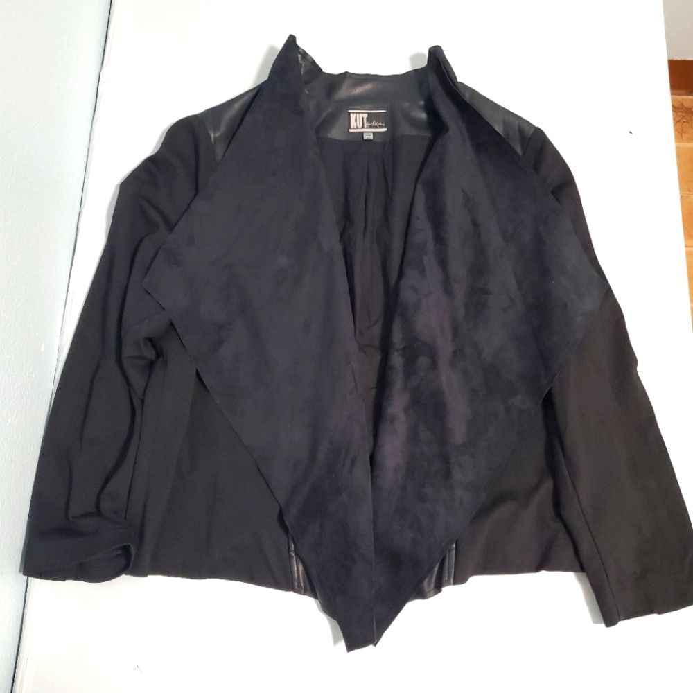 KUT From the Kloth Women's Long Sleeve Open Front Faux Leather Jacket Size 2X